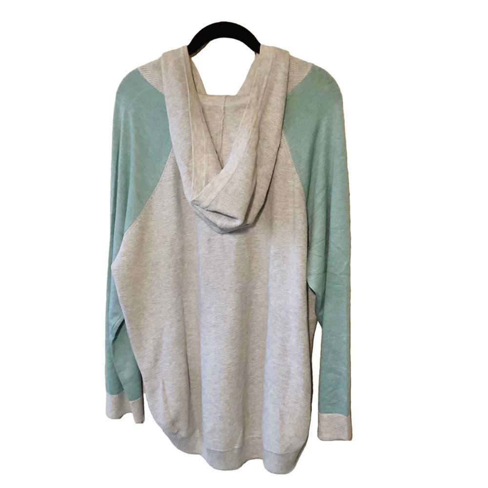 NWOT Evolution by Cyrus Gray Green Colorblock Waffle Knit Hoodie 2X Baseball - Picture 2 of 7